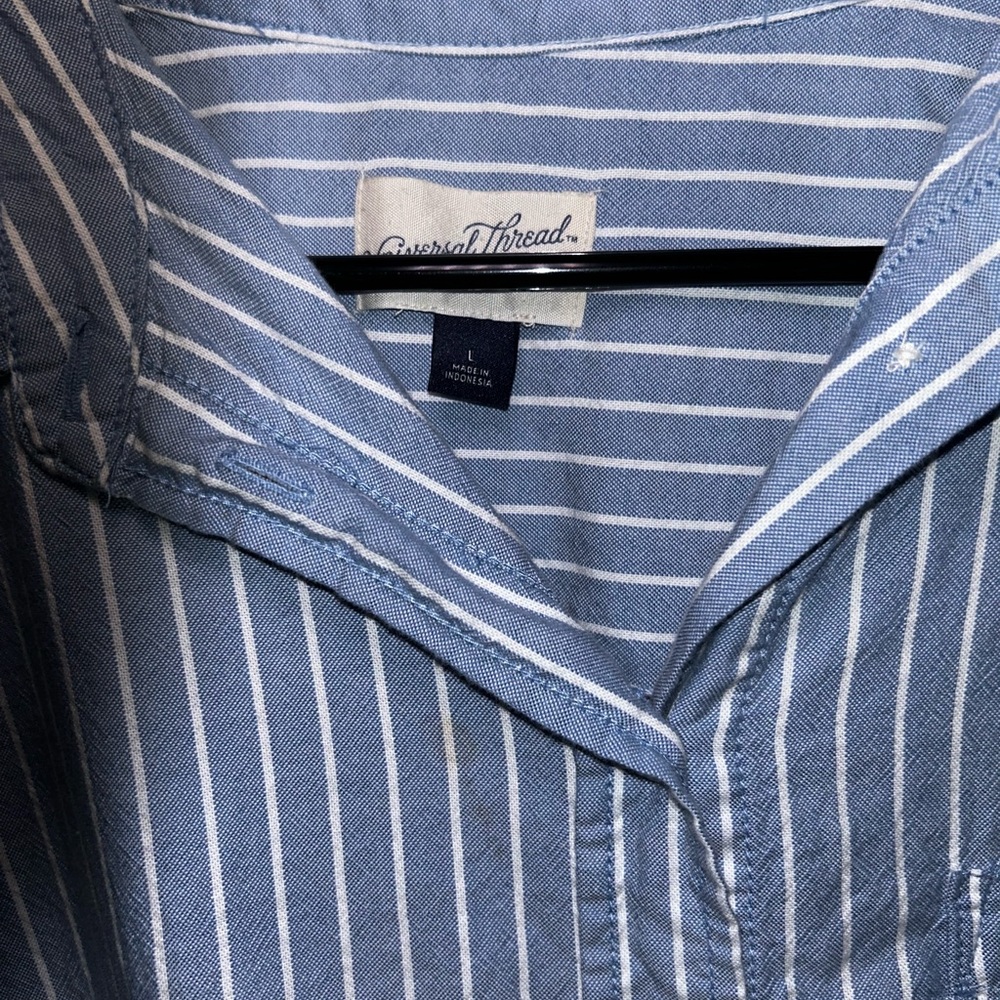 Blue Striped Mini Shirt Dress - Picture 3 of 3